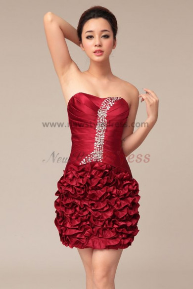 rose-bengal Flower short Under $100 Chest With beading Cocktail Dresses np-0231