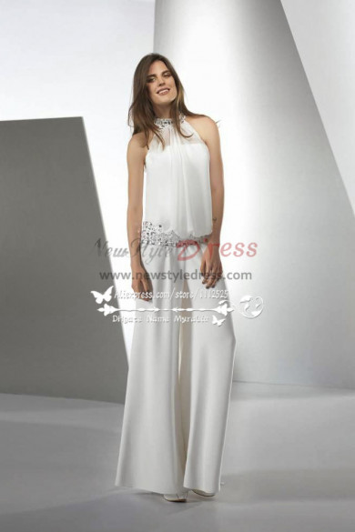 Modern Elegant jumpsuit Wedding dresses with glass Drill pantsuits wps-005