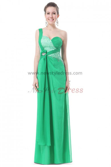 2014 New Arrival One Shoulder green Chiffon Sequins prom Dresses np-0200