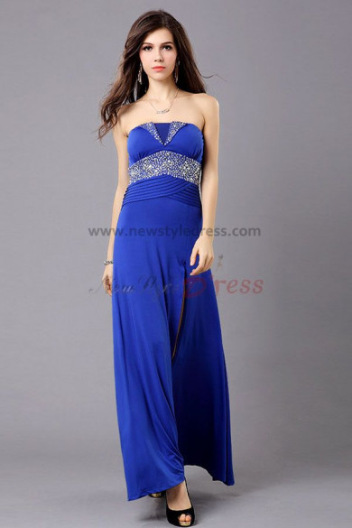 2019 New Style Split Front Strapless Crystal Beading prom dresses np-0276