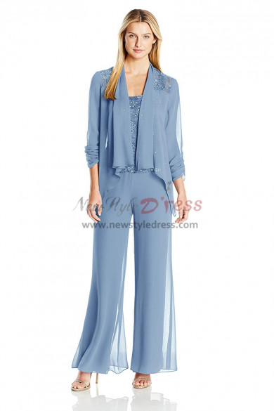 Fashion Sky Blue Spring Mother Of The Bride Pant Suits nmo-494