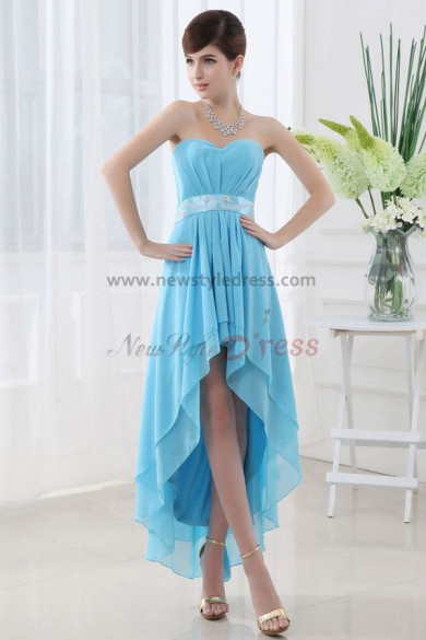 Asymmetry Navy blue Chiffon Elegant Back Design Lace Up Homecoming Dresses nm-0060