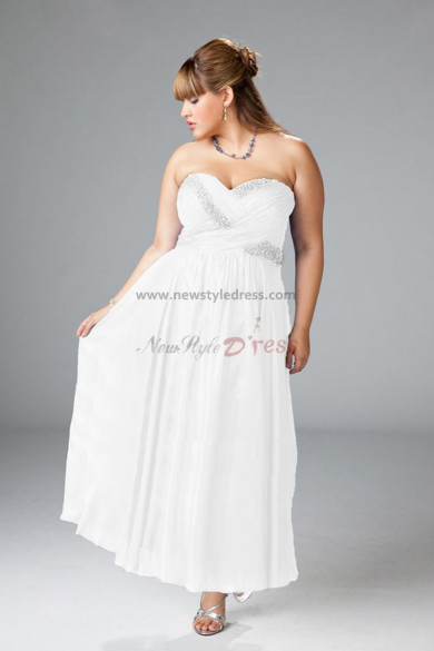 Column Plus Size Sweetheart Ankle-Length Simple wedding gowns nw-0270