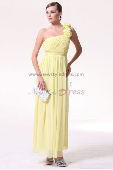 Daffodil Chiffon Ankle-Length One Shoulder prom dresses np-0191