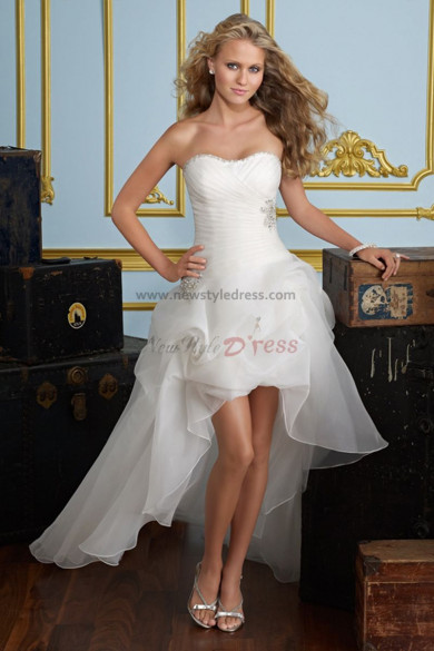 Front Short Long Back Draped Sexy Spring Latest wedding dress nw-0275