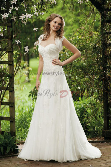 Glamorous Sweetheart Appliques Good comment Cheap wedding dress with Wedding Wraps nw-0238