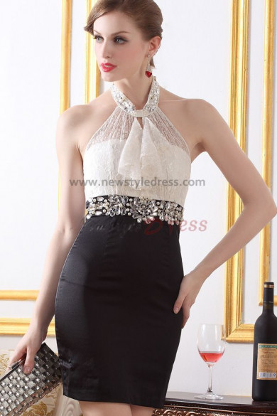 Halter Sheath Crystal Above Knee Sexy Cocktail dresses nm-0213