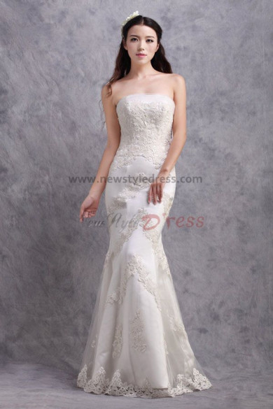 Lace Appliques Sheath Zipper-Up Glamorous under 200 Wedding Dresses nw-0170