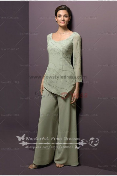 Modern scoop two Piece mother of the bride dress pants sets nmo-080