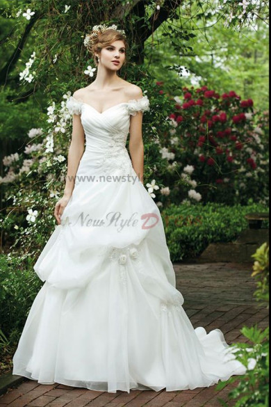 Off the Shoulder Sweetheart Ruched Elegant Good comment wedding dress nw-0244