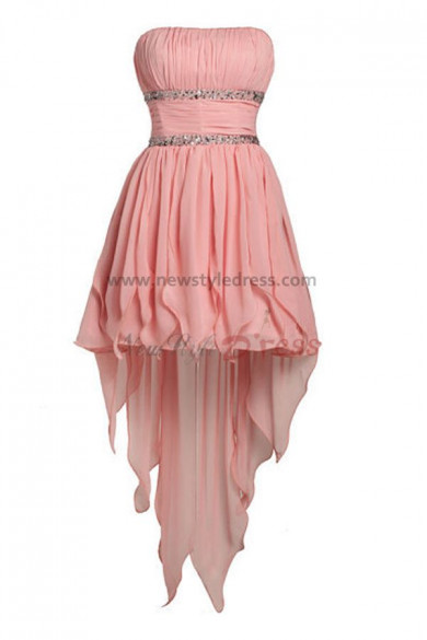 Pleat Pink Chest with beading Tiered Asymmetry Pleat Above KneeMini Homecoming dresses nm-0012