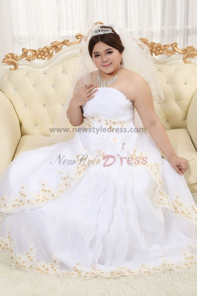 Plus Size Strapless Multilayer Under 200 Wedding Dresses Waist With flower nw-0248