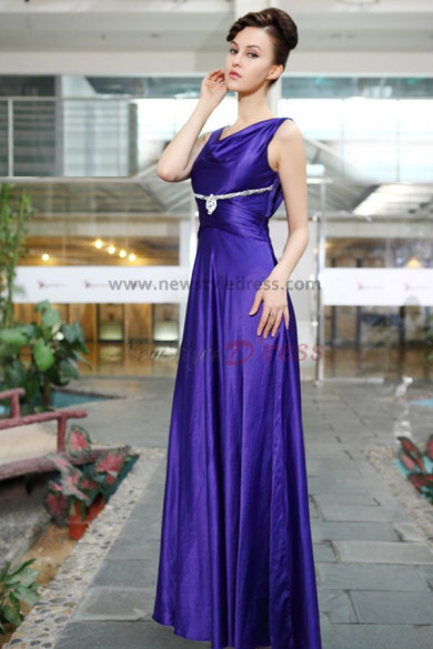 Satin Sheath purple Simple customize Spring Prom Dresses np-0203