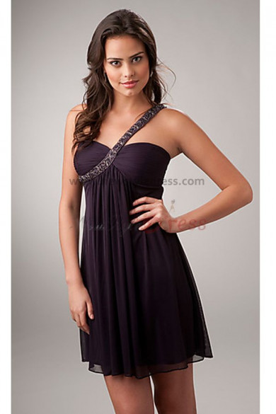 Sexy Above Knee One Shoulder purple Cocktail dresses under 100 nm-0194