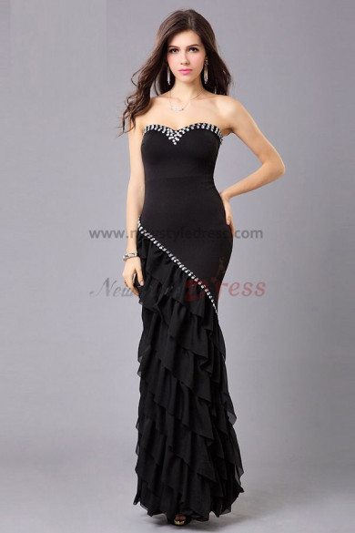 black Chest With beading Multilayer Strapless Gorgeous 100% praise prom dresses np-0308