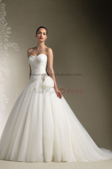 Sweetheart A-Line Sweep Train Glamorous Princess Wedding Dress nw-0304