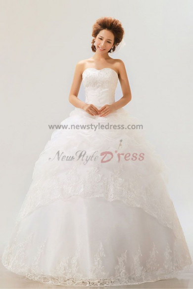 Sweetheart Ball Gown Chest Appliques lace edge Elegant Wedding Dresses nw-0060