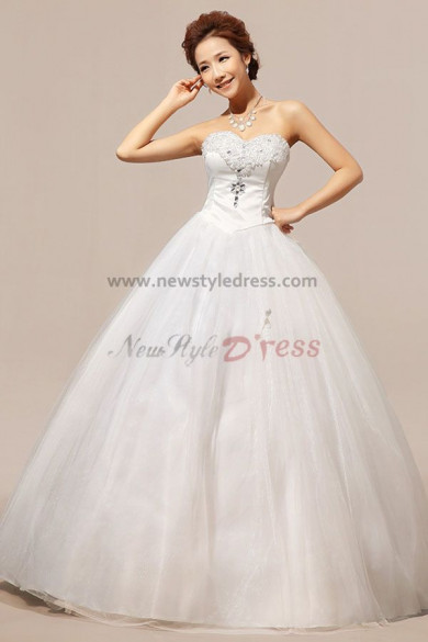 Sweetheart Ball Gown Lace Up Wedding Dresses Chest With beading nw-0050