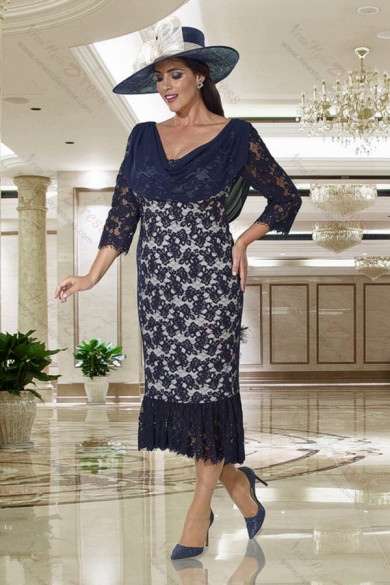 Beautiful Plus size Mother of the bride lace dress Mermaid NMO-630