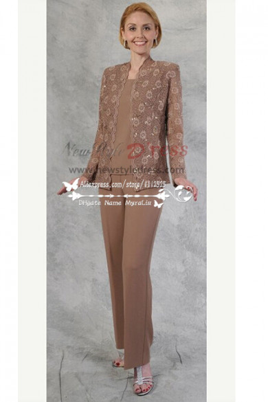Brown three piece pantsuit for mother nmo-240