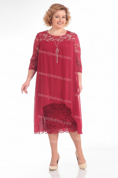 Burgundy Lace Mother Of The Bride Dress Plus Size Women