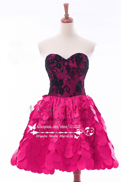 Rose red Charming short Homecoming dresses skirt
