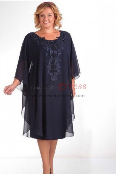 Plus Size Knee-Length Royal Blue Mother of the bride dresses nmo-335