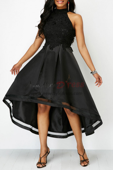 Elegant High-low Asymmetry Black Party Dresses nmo-337