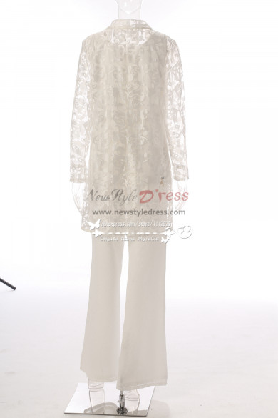 Ivory Mother of the bride lace trousers dress Elegant pant suits MT0017010