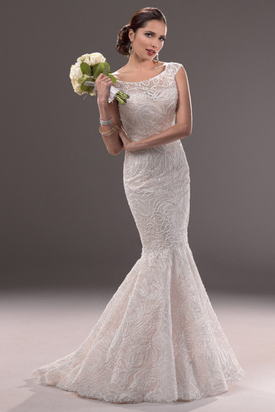 Jewel lace Appliques Sheath Mermaid Glamorous Spring wedding dresses nw-0181