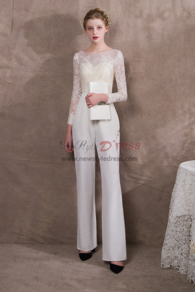 Ivory Wedding Jumpsuits With Sleeves NP-0403