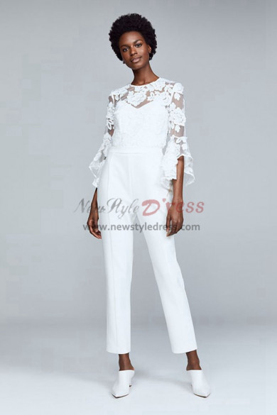 Modern Bridal Jumpsuits with Trumpet Sleeves wps-105