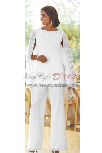 Mother of the bride pant suit dress with Draped Cape Trouser set Custom-made nmo-448