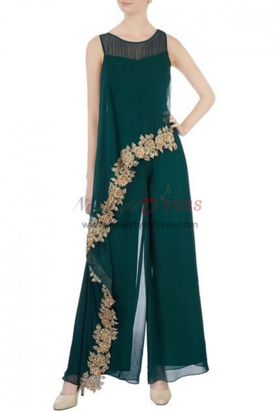 Mother of the bride pantsuits dresses Green chiffon jumpsuit nmo-506
