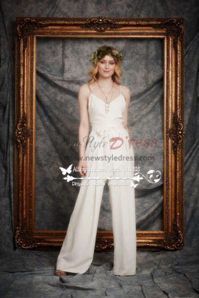 New Arrival Wedding chiffon jumpsuits with detachable skirt wps-072