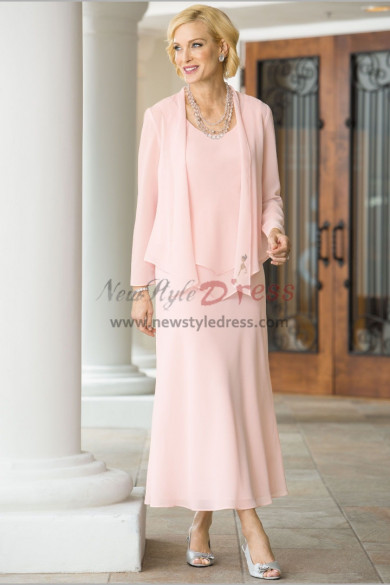 Pearl Pink chiffon Mother of the bride dresses Comfortable Summer beach Wedding outfit nmo-464