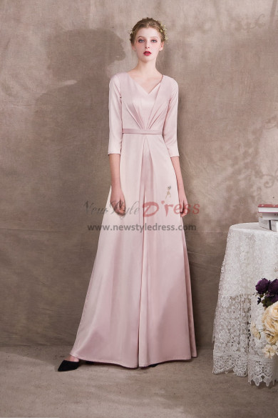 Pearl Pink Satin Bridal Jumpsuits three quarter sleeve NP-0404