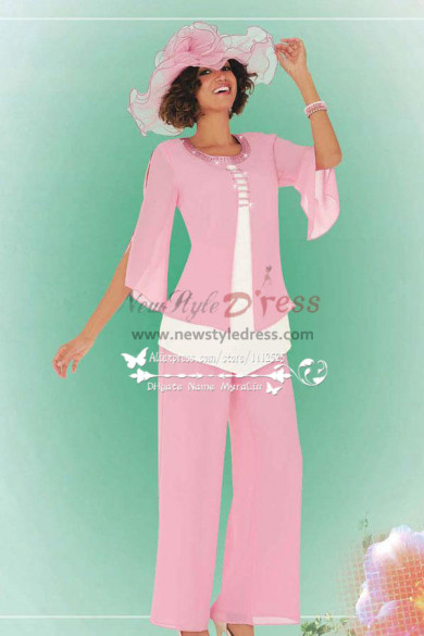 Pink Lovely mother of the bride pantsuit for wedding Custom made nmo-221