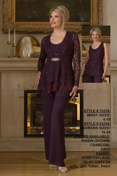 Purple Lace Mother of the bridal/groom pant suits dresses nmo-425