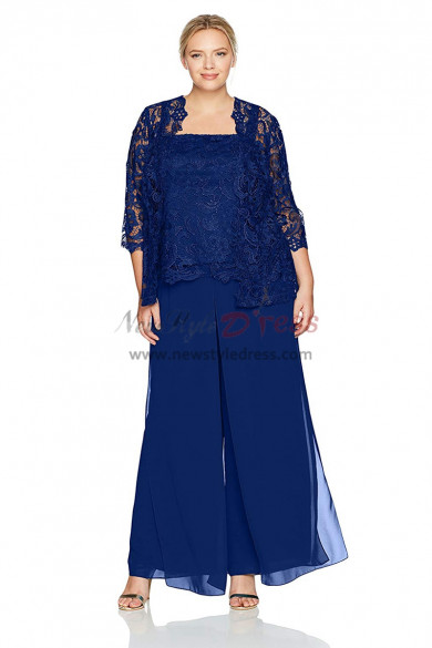 Royal Blue larger size Mother Of The Bride Pant Suits nmo-487