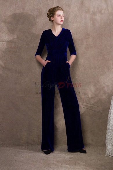 Royal Blue Velvet Womens Jumpsuit Special occasion Wear NP-0407