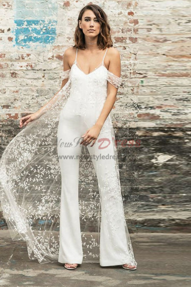 Spaghetti Dressy Wedding Jumpsuit bride dresses wps-104