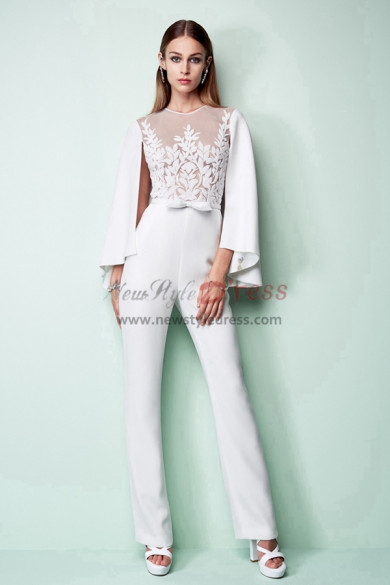 Spring Bridal Jumpsuit With Cape Wedding pants dress wps-112