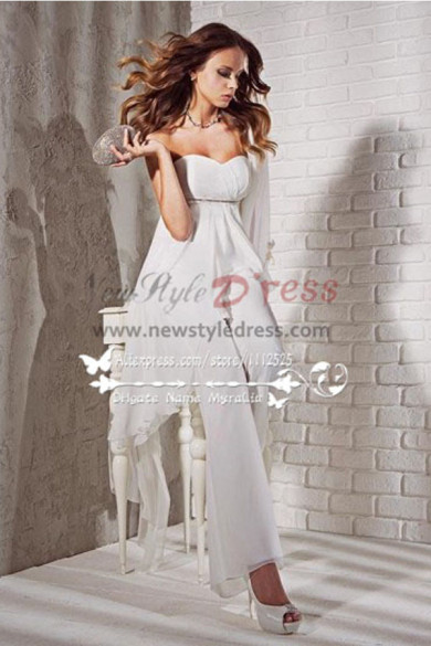 Strapless Chiffon Pants Suits for bride wedding wps-053