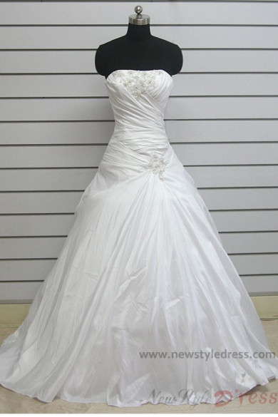 Sweep/Brush Train Strapless Chest Appliques ball gowns Cheap wedding dress nw-0117
