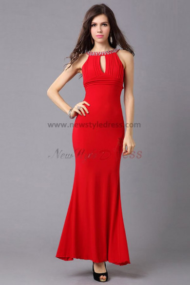 Cheap Jewel red Mermaid Charmeuse 100% praise prom dresses np-0337