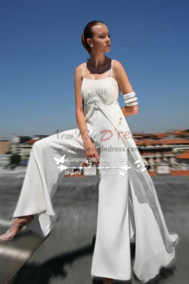 Beach wedding dresses Spaghetti jumpsuit for bride sposa pantalone wps-058