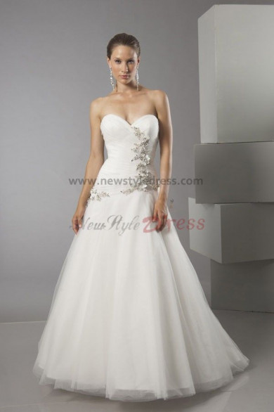 High-low Sweetheart Chest With Glass Drill a-lin wedding dress nw-0204