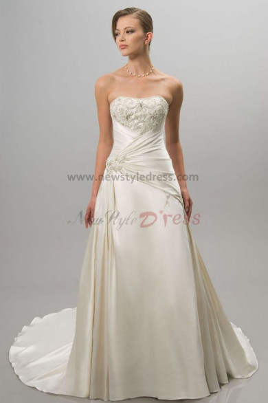 Simple Chest Appliques Sweep Train Elegant wedding dress nw-0297