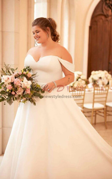 2023 Plus Size Sweetheart Wedding Dresses, Gorgeous Church Off the Shoulder Bride Dresses Withe 20 Inch Train bds-0038